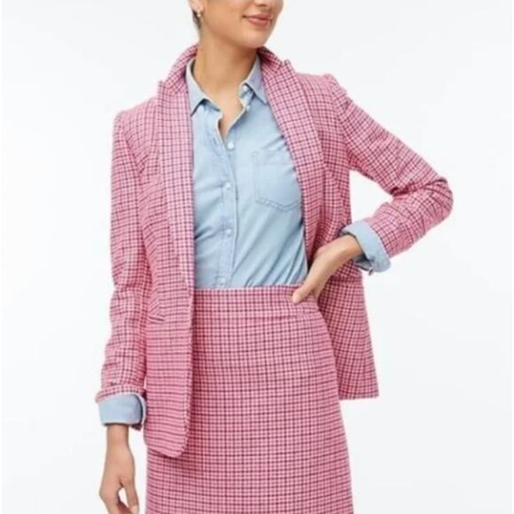 J.CREW Jackets & Blazers - J. CREW Wool-Blend Schoolboy Blazer in Pink Houndstooth Sz 22 {193}